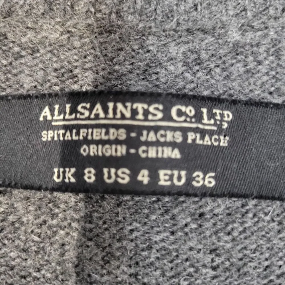 Allsaints Womens Sweater Size 4 Charcoal Gray Agari Jumper Lambswool‎ Angora
